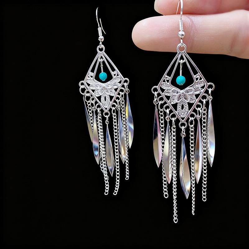 Ethnic style earrings Alloy silver-plated Miao ethnic minority Dong Yi earrings Earrings