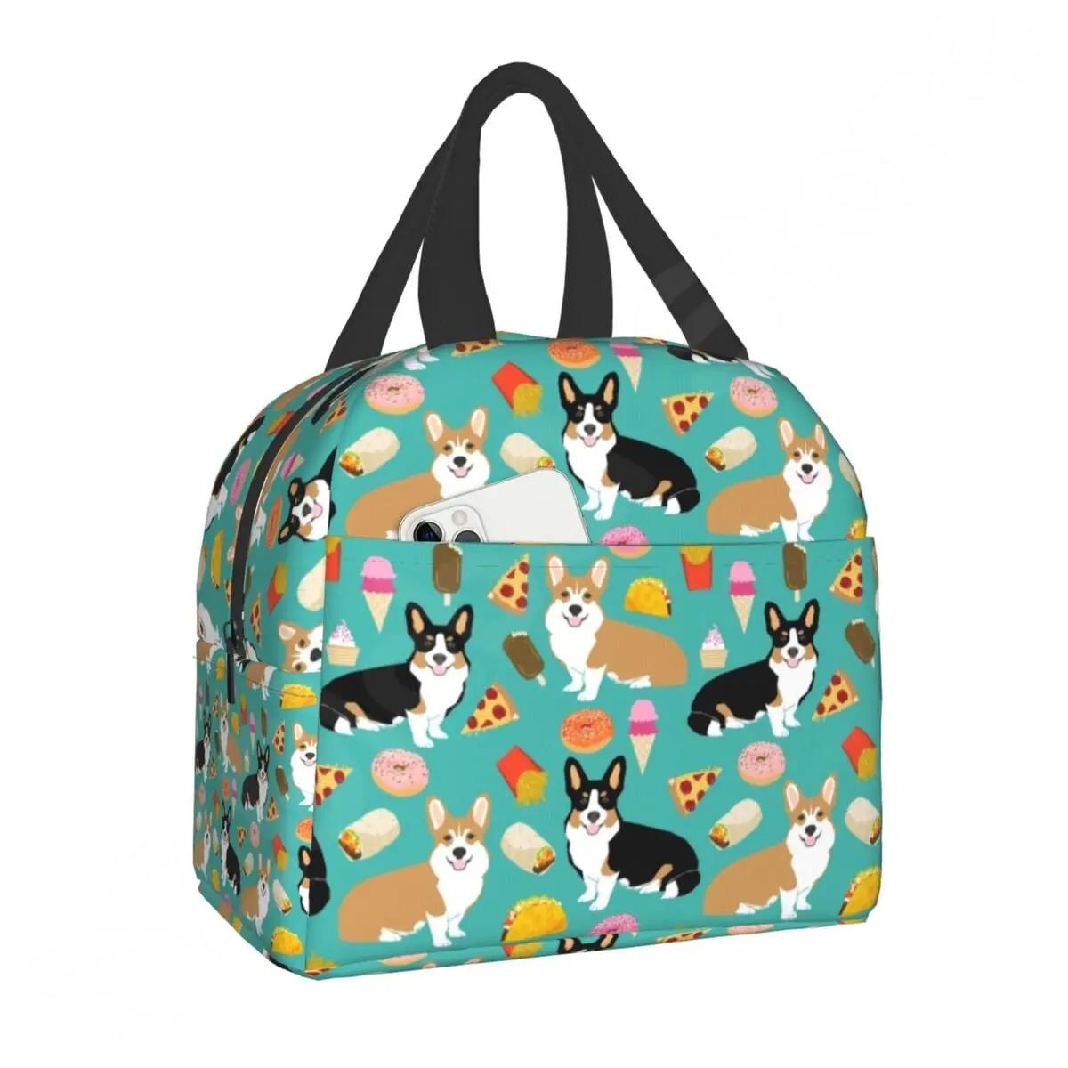 

Утепленная сумка для обеда с рисунком королевы Елизаветы и корги для женщин, многоразовая термосумка-холодильник для обеда на работе, в школе, на пикнике 22x20x13CM