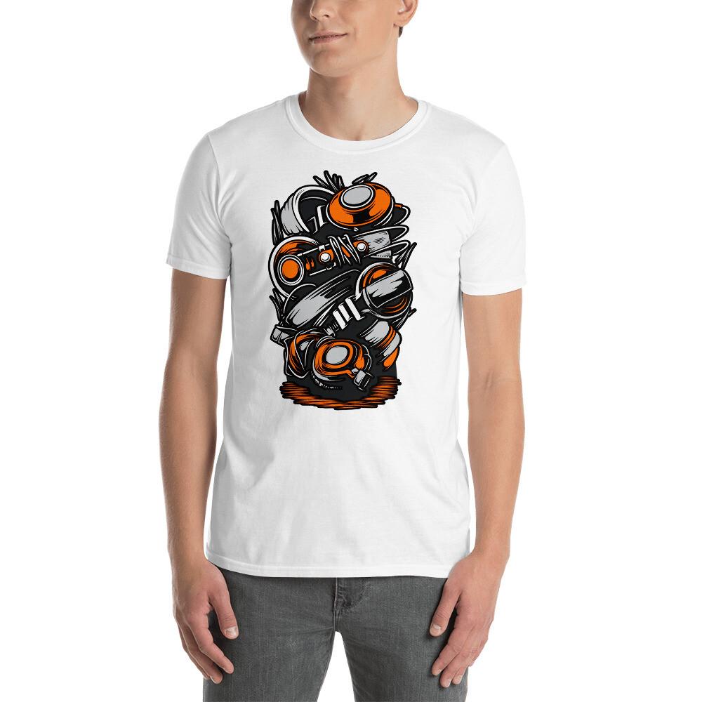headphones tangled up music lover fun graphic Short-Sleeve Unisex T-Shirt