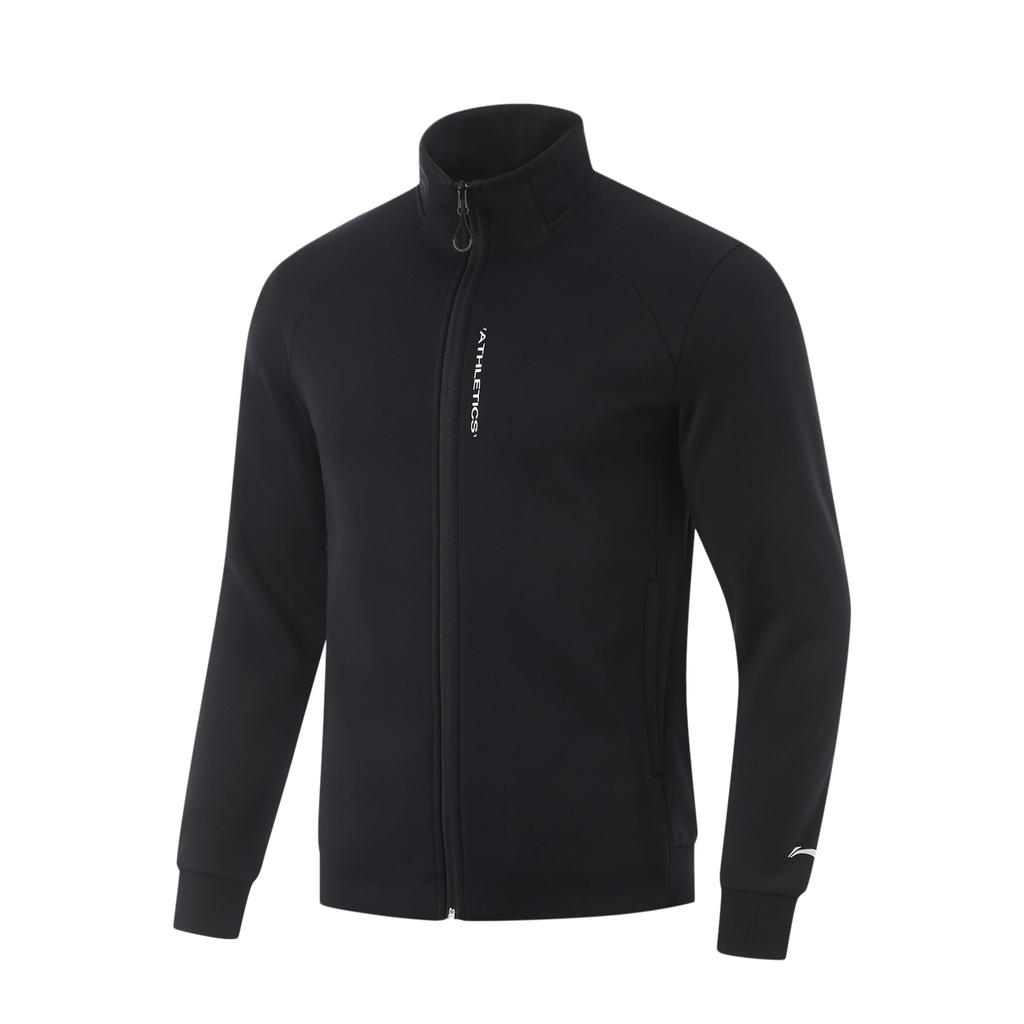 Li Ning Fitness Series Anti-Static Anti-Bacterial Warm Letter Zipper Stand Collar Comfortable Breathable Fleece Sports Hoodie Men Hoodies AWDU977-5