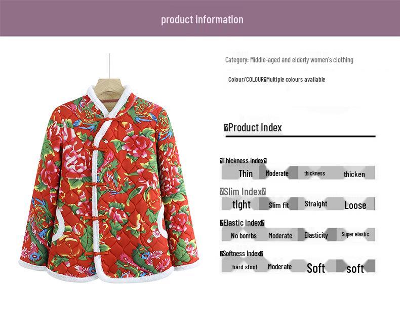 Women's Retro Ethnic Tang Suit Cotton-Padded Jacket with Floral Design & Chinese Frog Buttons - Thick Winter Coat
