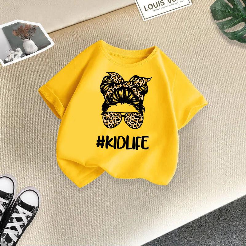 Unisex Summer 2024 Kids' Cotton T-Shirt – Fashionable Short-Sleeve Round Neck for Boys and Girls