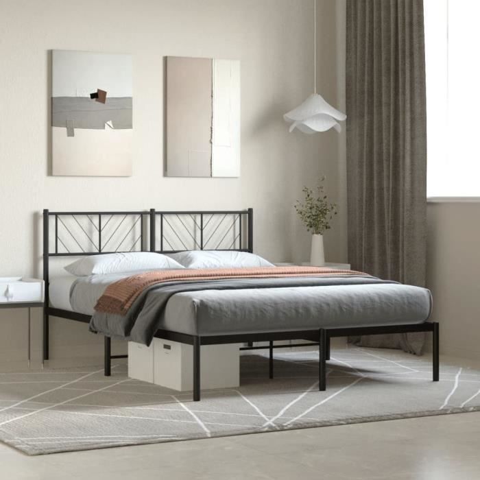 VidaXL Metal Bed Frame with Black Headboard 140x200 Cm 372180