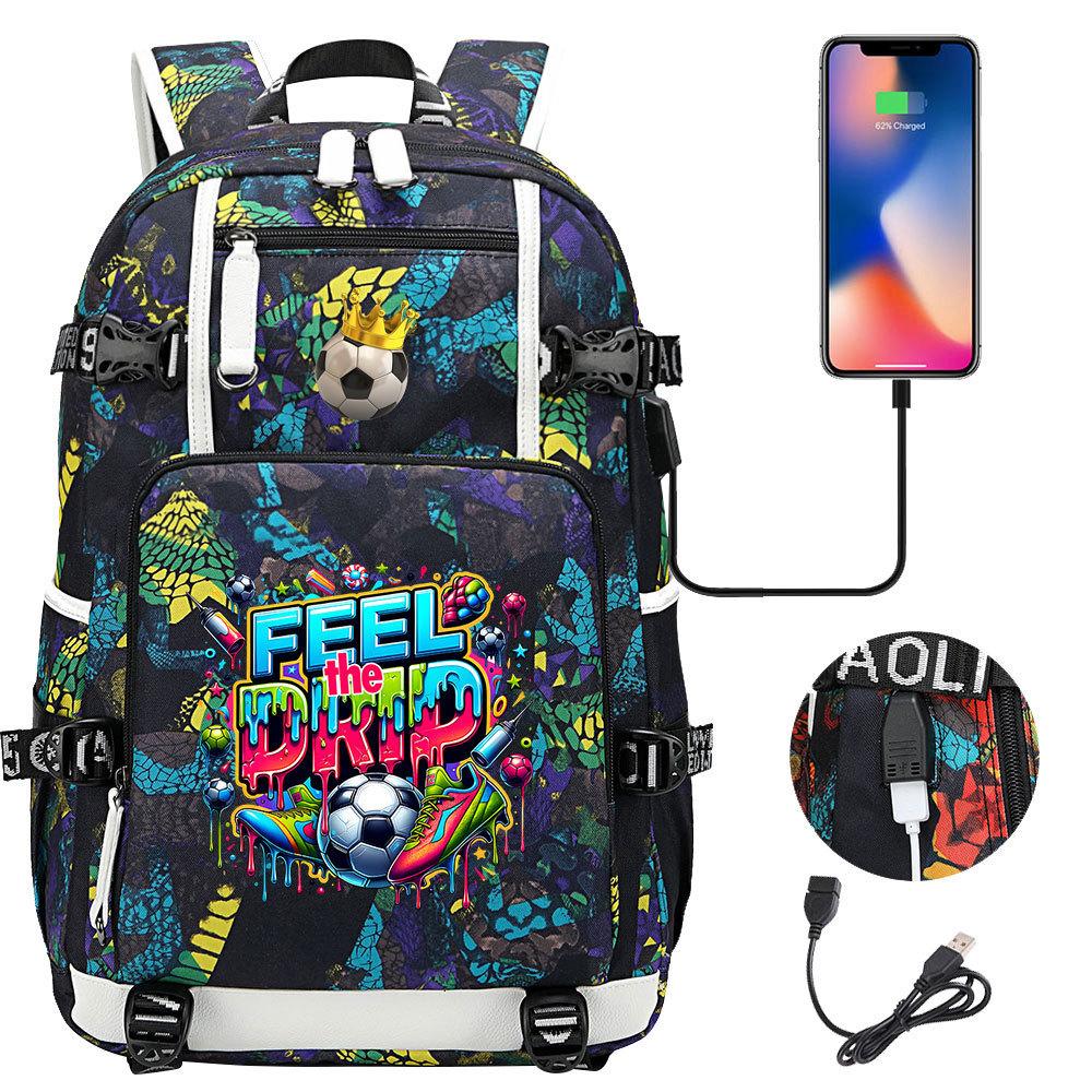 2026 Sports Soccer USB Large Capacity Backpack for Middle High School Students Travel Unisex