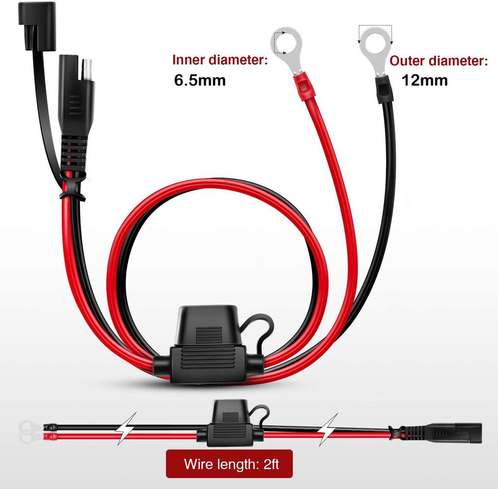 GTIWUNG 2pcs 2ft SAE Connection Cable SAE DC Adapter Cord 16AWG SAE Harness Extension