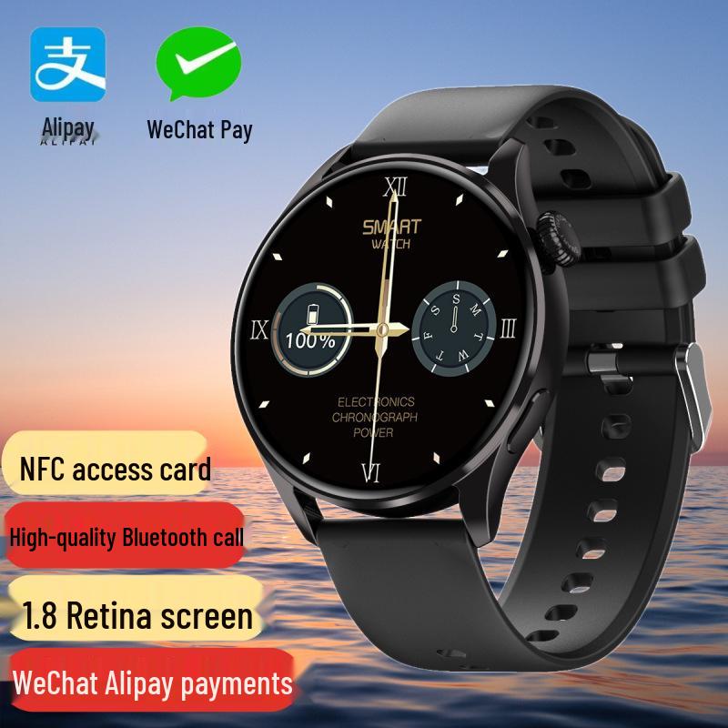 

GT5 Smartwatch: Heart Rate, Blood Pressure & Oxygen Monitor, NFC Payment, Waterproof Sports Bracelet for Men