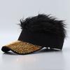 Colorful Flag Simulation Wig Baseball Cap Fashion Rhinestone Sun Visor