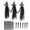 Witches Holding Hands And Glowing Faces - Set Of 3 Witches - 6 Feet Tall - Outdoor Yard Halloween Decoration