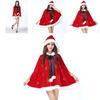 Atemberaubender Damen Weihnachts-Rot-Samt Nikolaus Umhang Kapuze Xmas Cosplay Kostüm