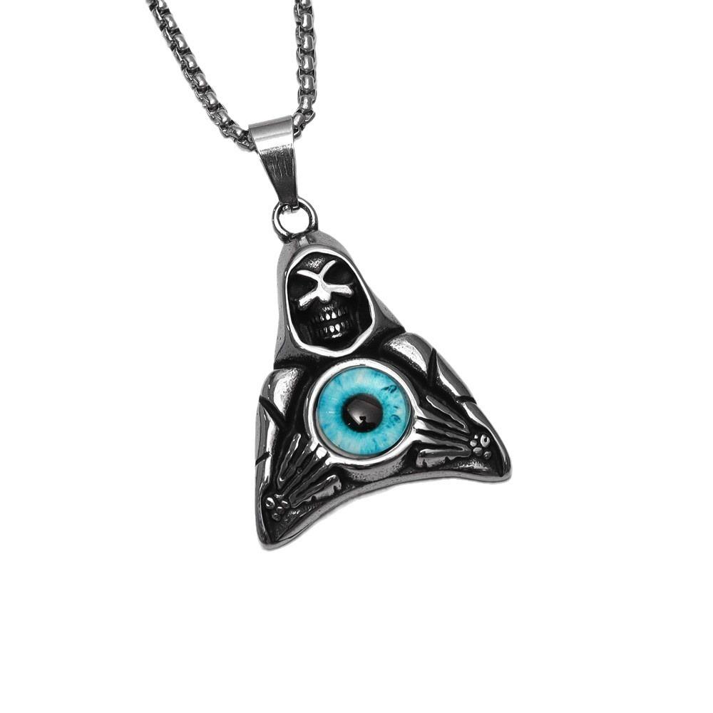 Triangle Ghost Head Men's Jewelry Complex Titanium Skull Pendant Necklace