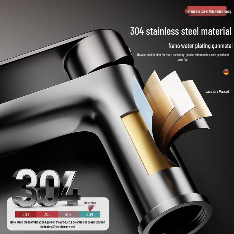 HANDUNYOU Black Stainless Steel Washbasin Faucet