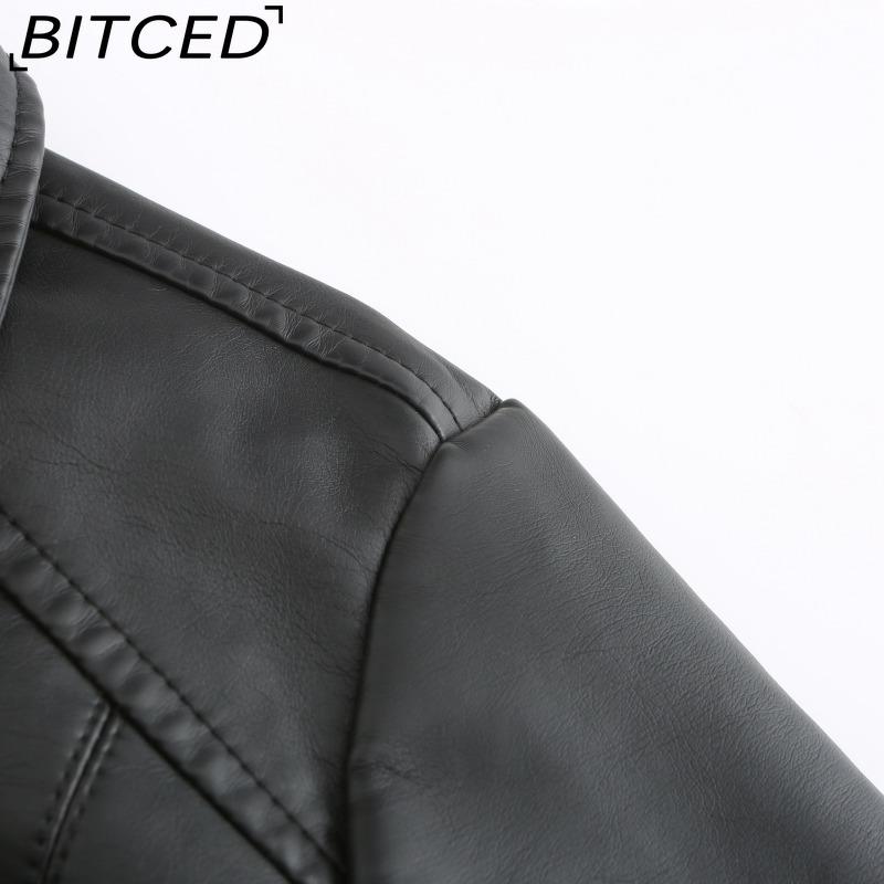 BITCED Fashion Knitted Leather Jacket for Women with Straps Trendy Clothing Casual Jacket