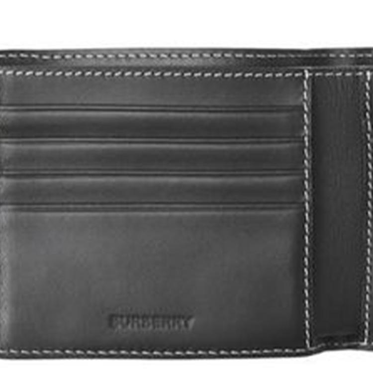 Burberry Check Double Fold Cotton Coin Purse Wallet Men Wallet Brown 80366681