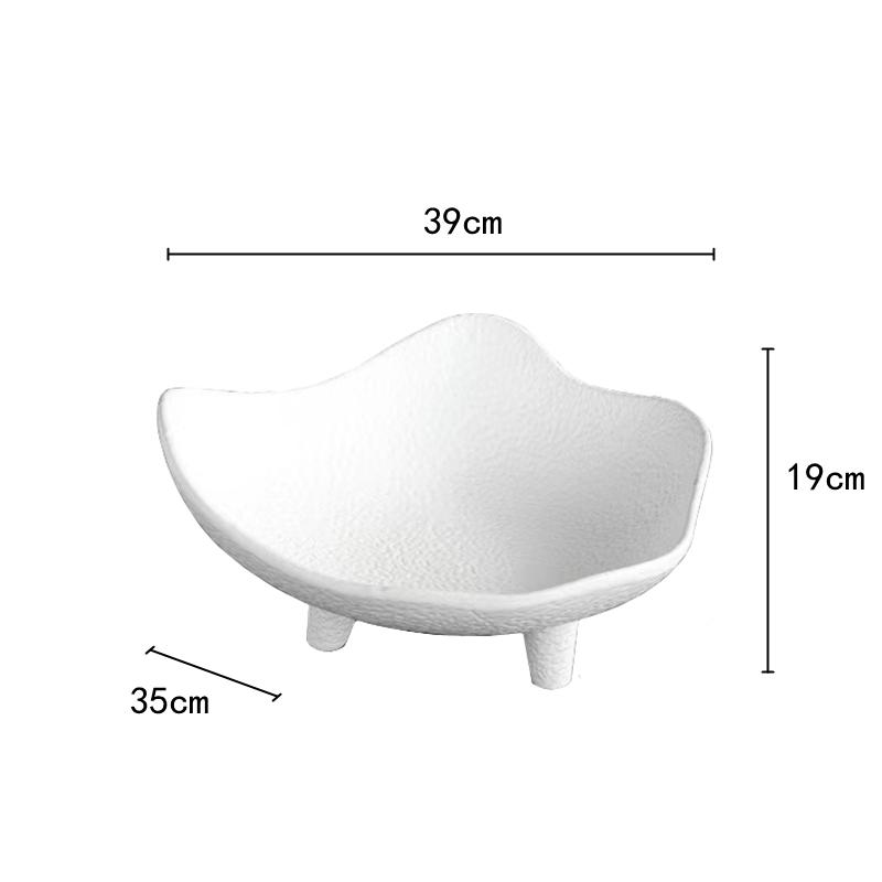 Ceramic Fruit Dish Snack Plate Fruit Tray Home Desktop Storage Container Dessert Plate Irregular High Tray Home Decoration