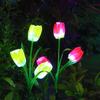 Dreiköpige Tulpenlaterne Solar Außenleuchte Hofdekoration Licht Landschaftslicht