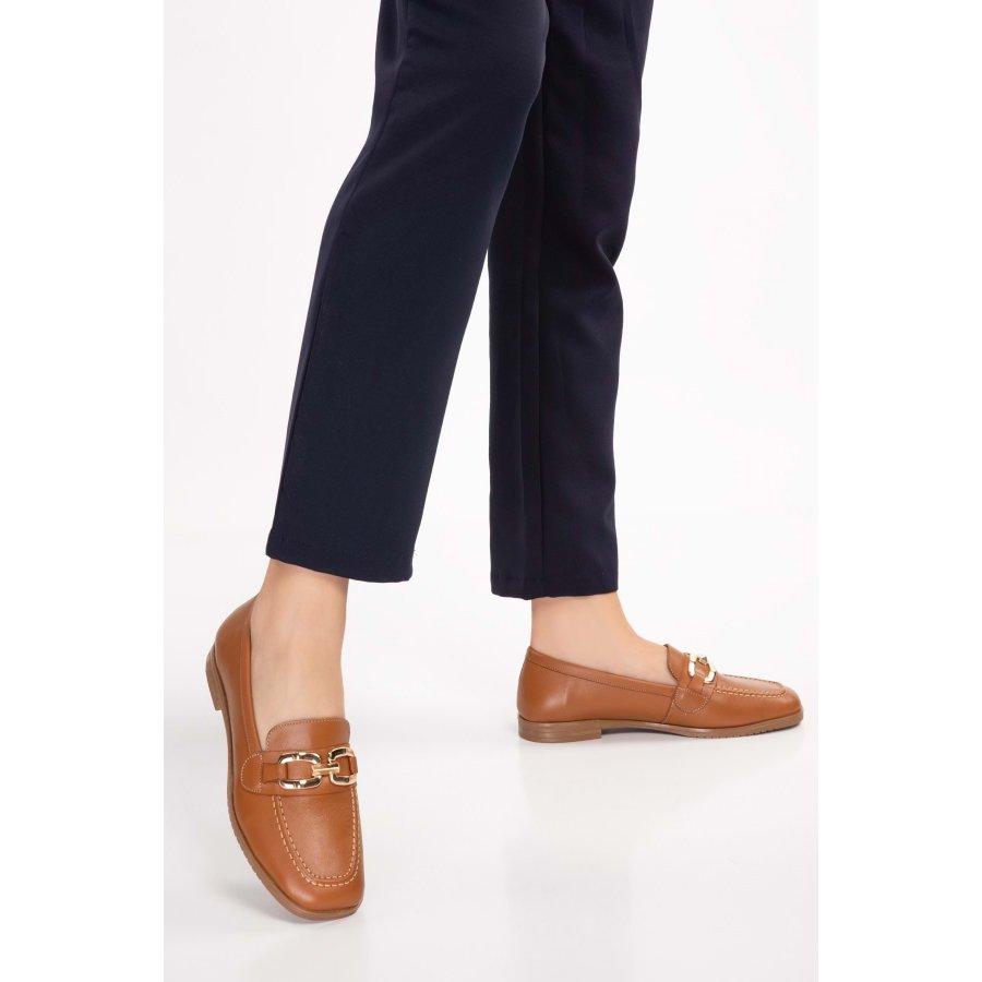 Women's Genuine Leather Square Toe Casual Shoes Loafers