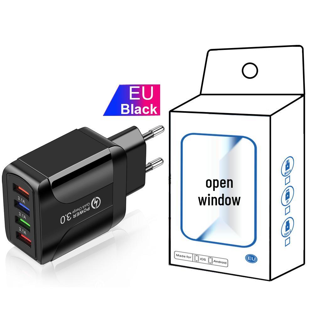 Colorful 4-Port USB Travel Charger 5V/2.4A Fast Charging, Australian Standard