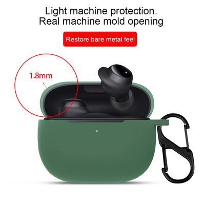 Liquid Silicone Headphone Holder with Metal Hook Portable Wireless Headset Cover All Inclusive Anti Shock for Redmi Buds 3 Lite