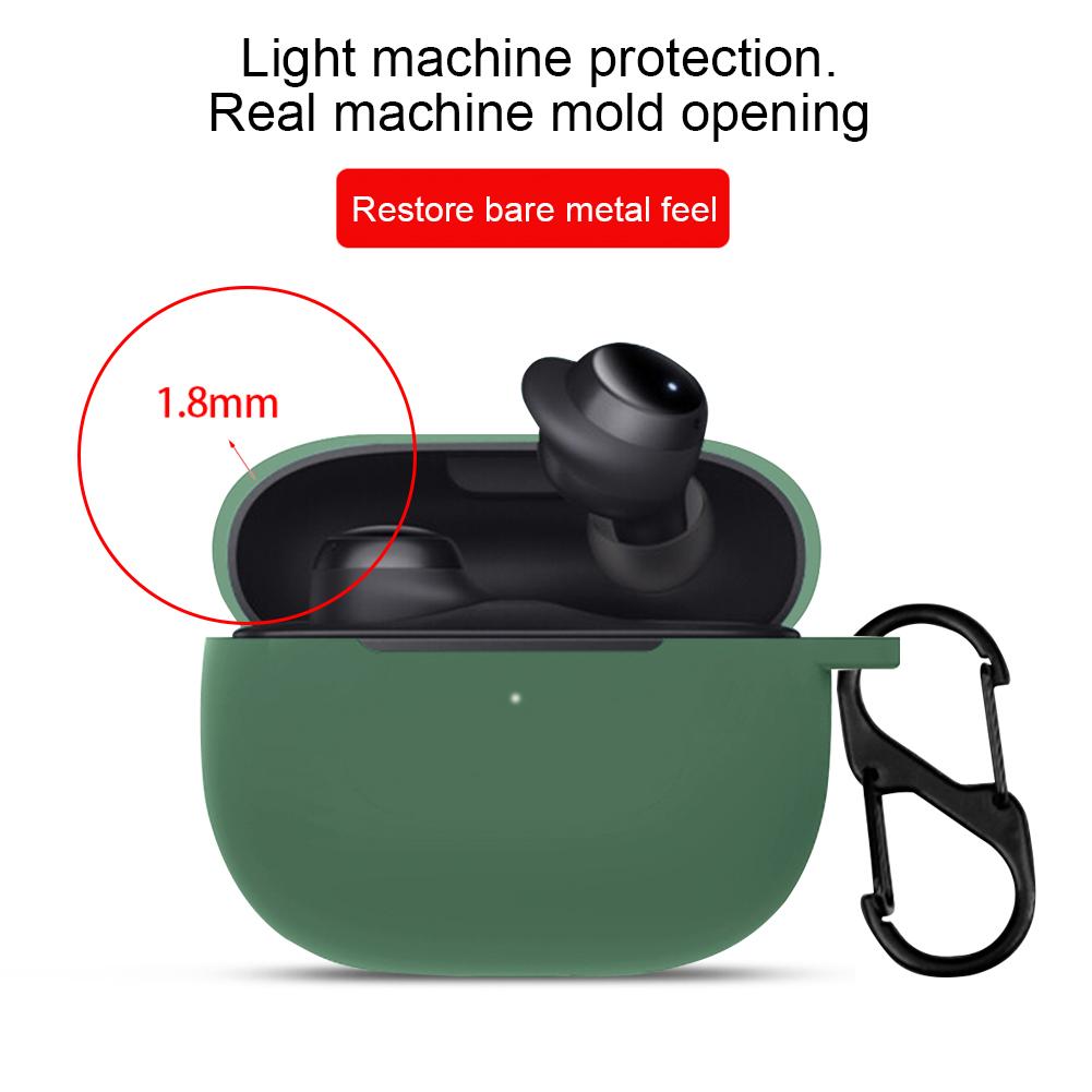 Liquid Silicone Headphone Holder with Metal Hook Portable Wireless Headset Cover All Inclusive Anti Shock for Redmi Buds 3 Lite