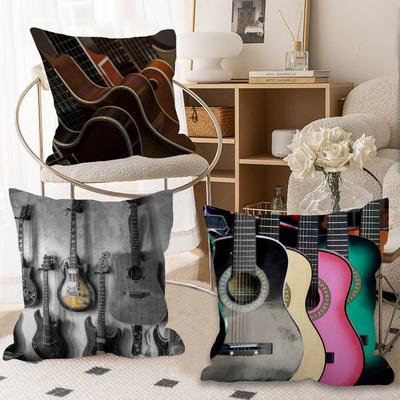 Gitaar Instrument Kussen Anime Kussen Bank Bed Hoofdkussenhoes Kussenhoes 45x45 Cm Mode