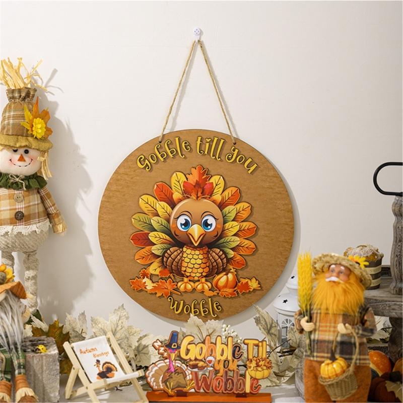 Harvest Themed Turkey Front Door Sign Seasonal Plywood Decoration for Entryway Stylish Thanksgiving Party Supplies