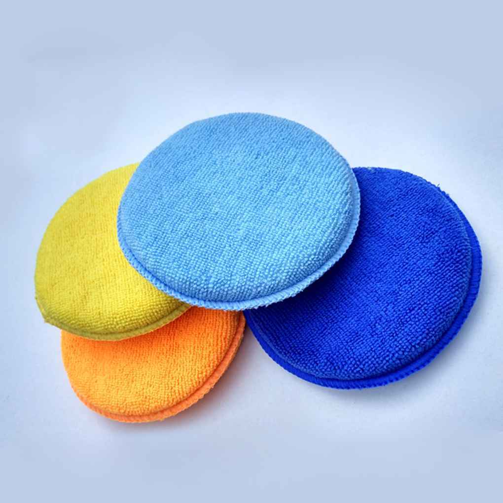 5pcs Car Waxing Polish Sponges Car Detailing Wax Applicator Pads Round Pocket Microfiber Foam Sponges Car Cleaning Tools