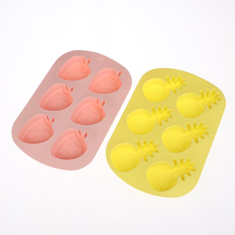 6 Cavity Fruit Shape Chocolate Candy Molds Watermelon Strawberry Lemon Pineapple Fruit Silicone Mold Ice Cube Tray