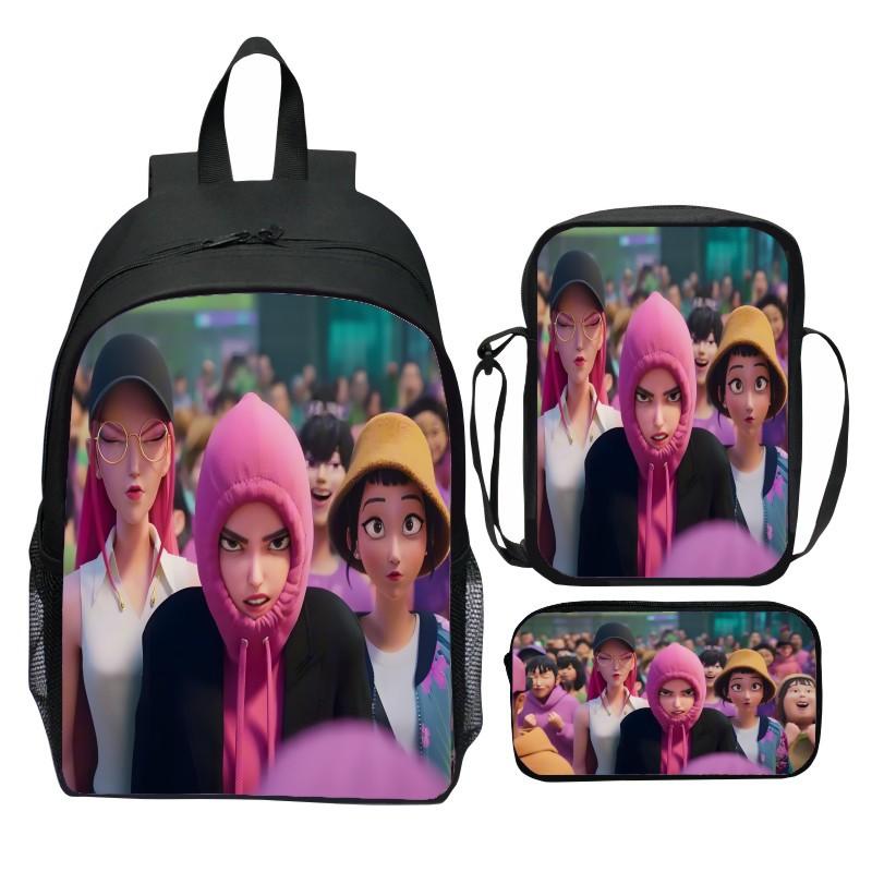 Neuer Druck Hunter Demon Girl Group Huntrix Kpop dreiteiliges Set Schultasche Cartoon Grundschulrucksack für Jungen und Mädchen CLE