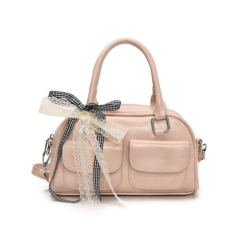 

Fashionable Popular Bowling Bag Niche Handbag Women s 2025 New Boston Single-shoulder Cross-body рожевий