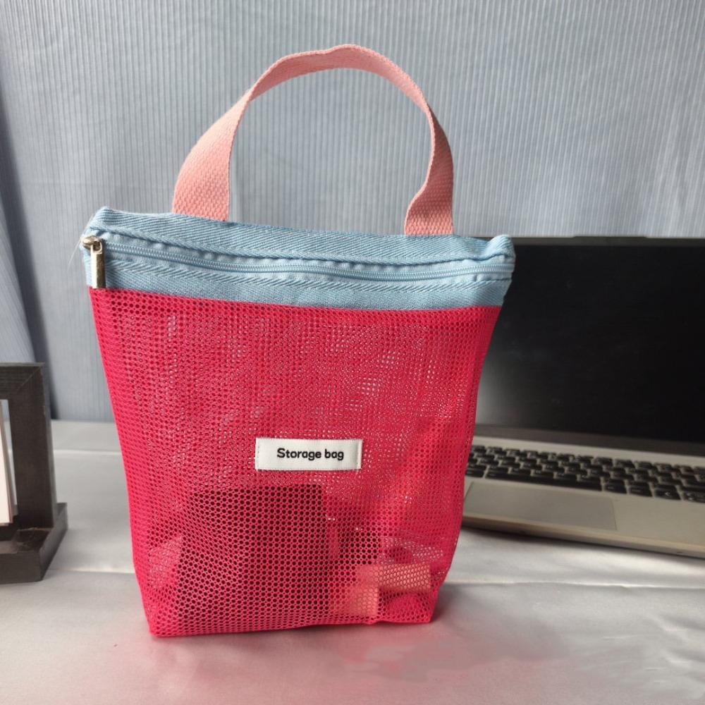 New Dopamine Mesh Toiletry Bag Transparent Large Capacity Cosmetic Bags Portable Storage Bag Makeup Toiletry