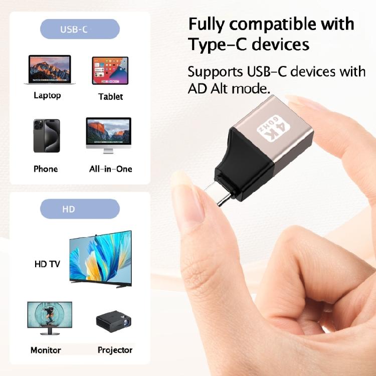 USB C to HDTV Converters, 4K@60Hz Speed Video Adapter for Home Theater and Gaming Professional Use Long-Lasting Use