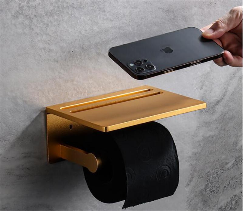 Tuqiu Bathroom Paper Holder Black Bathroom Paper Roll Holder Phone Holder Tissue Holder Box Rack Toilet Paper Holder Tissue Box