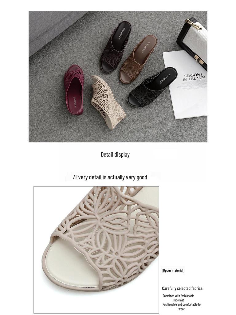 Women's Summer Non-Slip Hollow Wedge Heel Jelly Sandals