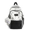 Color Block Cartoon Backpack Commuter Large Capacity Schoolbag Women's Lightweight Backpack