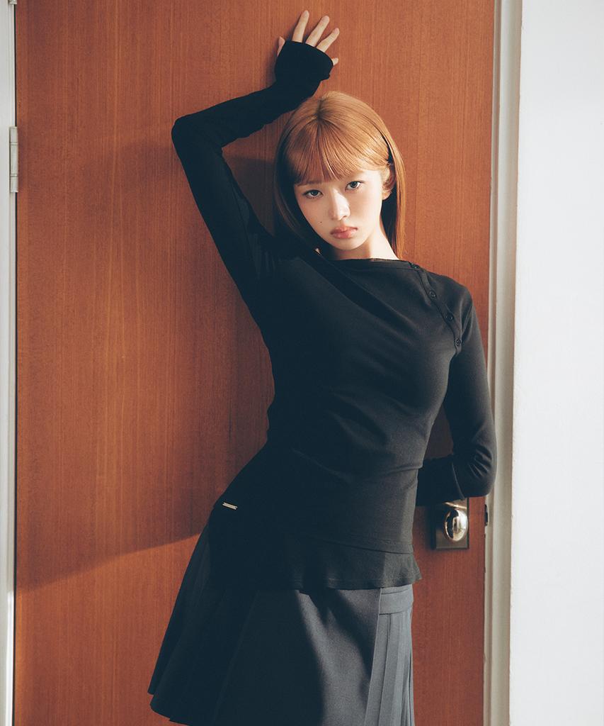 MISEKI SEOUL Slash Button Layered Long Sleeve Black