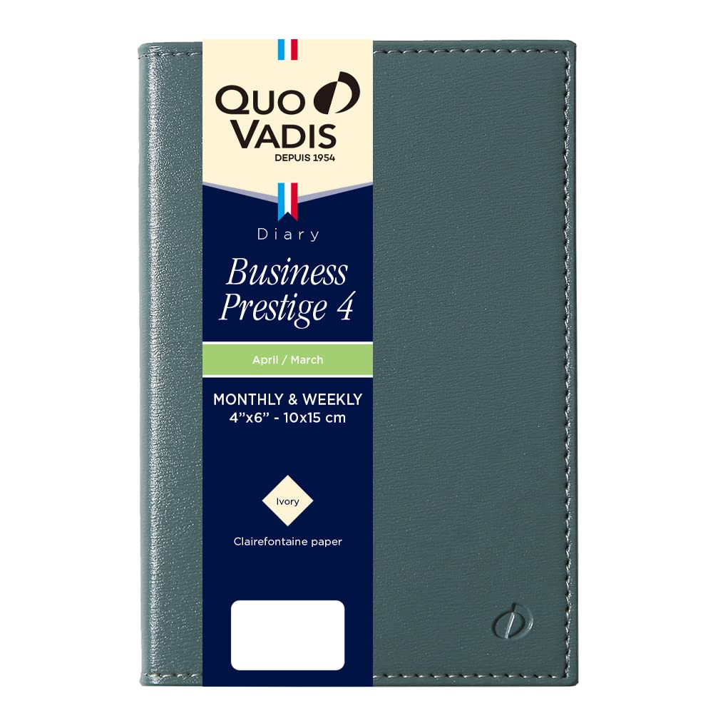 QUOVADIS 2026 April Start Business Prestige 4 Soho Weekly Vertical Diary A6 Slim Size 10x15cm Khaki qv60105kh