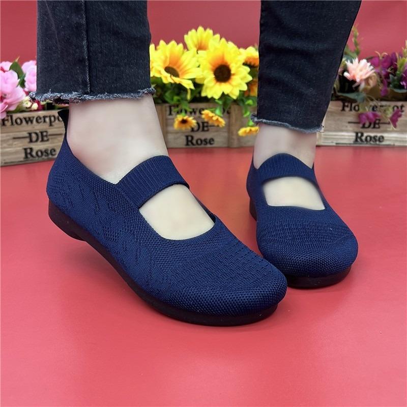 New spring and summer cloth shoes mother shoes fly-woven breathable flat-bottomed one-pedal work shoes dance shoes