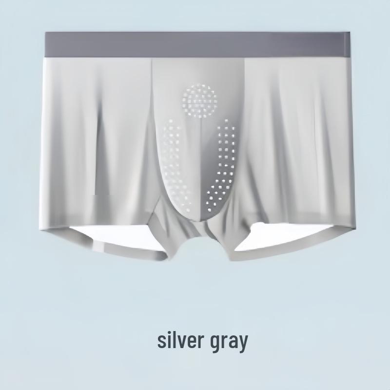 Plus Size Men's Ice Silk Boxer Briefs: Breathable, Antibacterial, Seamless Underwear with Ventilation