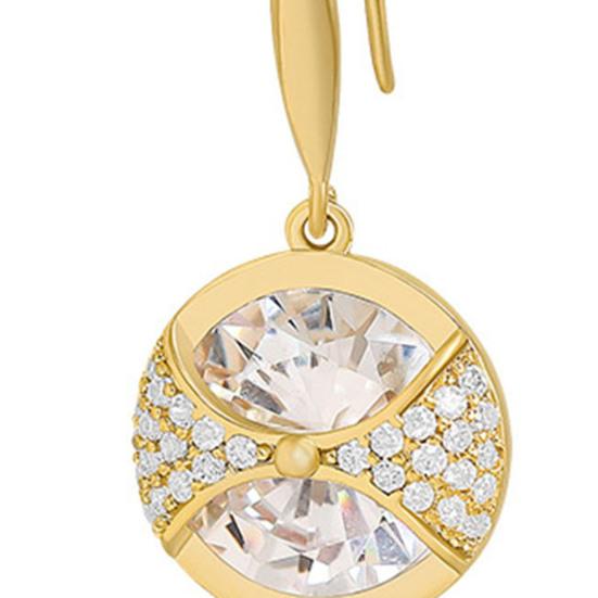 1 Pair Hook Earrings Round Pendant Rhinestone Jewelry Delicate Long Lasting Drop Earrings for Wedding