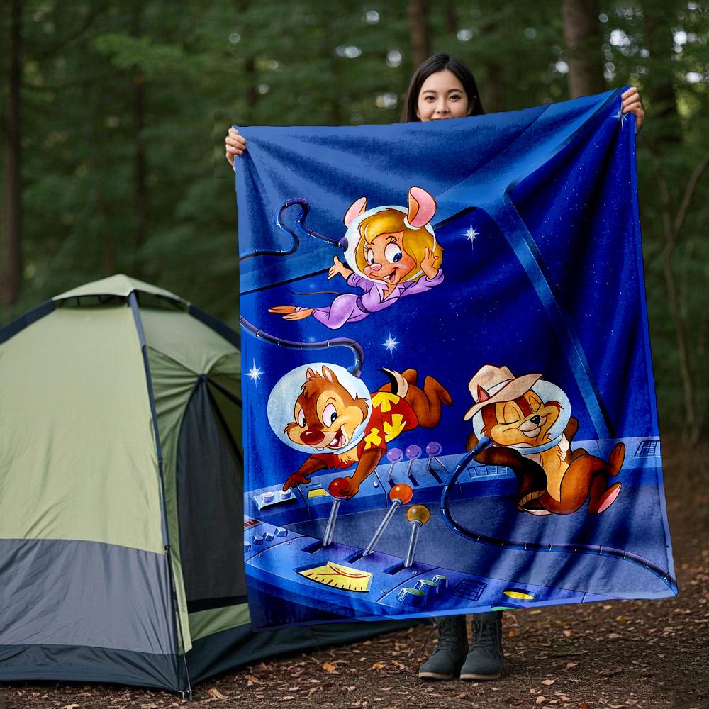 1pc, Space Chip 'n Dale Blanket Soft Throw for Room Decor, Perfect Gift Idea for Family and Friend, Living Room, Travel, Camping