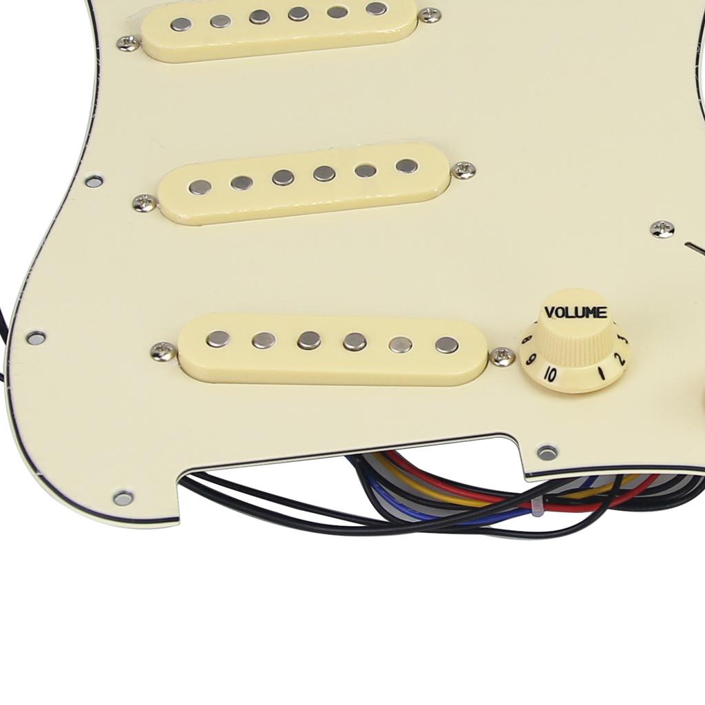 FLEOR Cream 3ply Alnico 5 Prewired Guitar Pickguard Loaded SSS ST 11 Holes + Back Plate Set