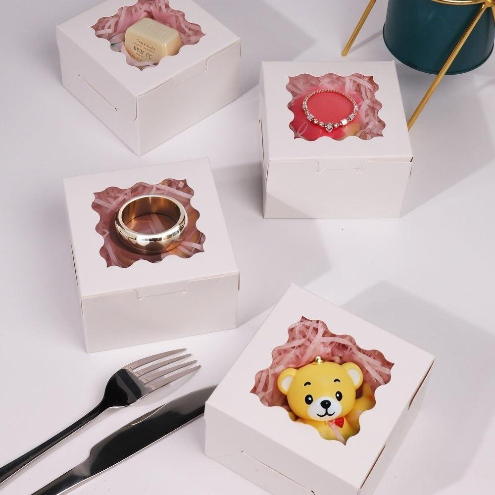 50pcs Kraft Paper Boxes with Window White Gift Box with Labels and Hemp Ropes Treat Boxes Party Favor Boxes Packaging Box for Soap Gift Wrap Boxes