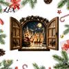 Wooden Lighted Window Decor Santa Claus Light, 3D Christmas Wall Decor, Warm LED Reindeer Snowy Snow Scene Village Scene, USB Powered Holiday