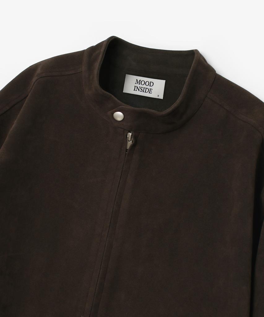Mood Inside Paneled High Suede Biker Jacket_Brown
