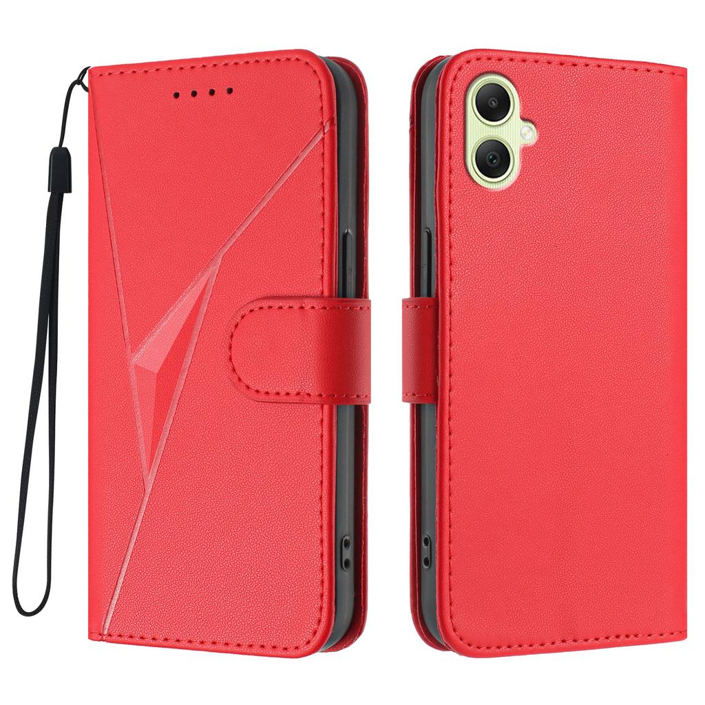 For Samsung Galaxy A07 Deksel Triangelimprint Lær Telefondeksel med Lanyard