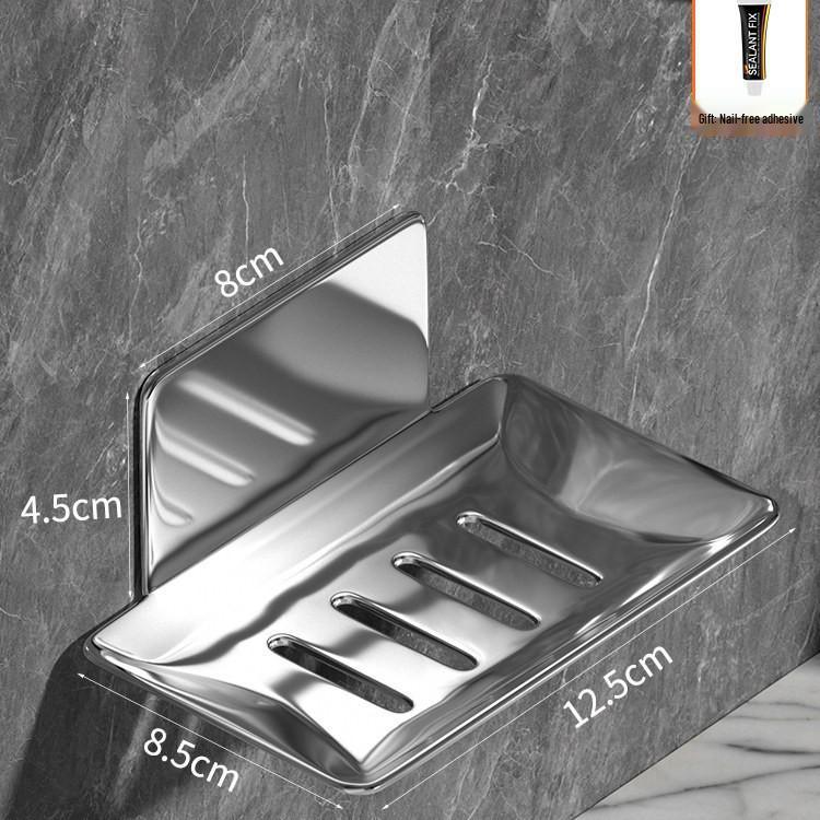 Wall-Mounted Soap Holder No-Punch Drain Rack for Bathroom Vanity & Toilet