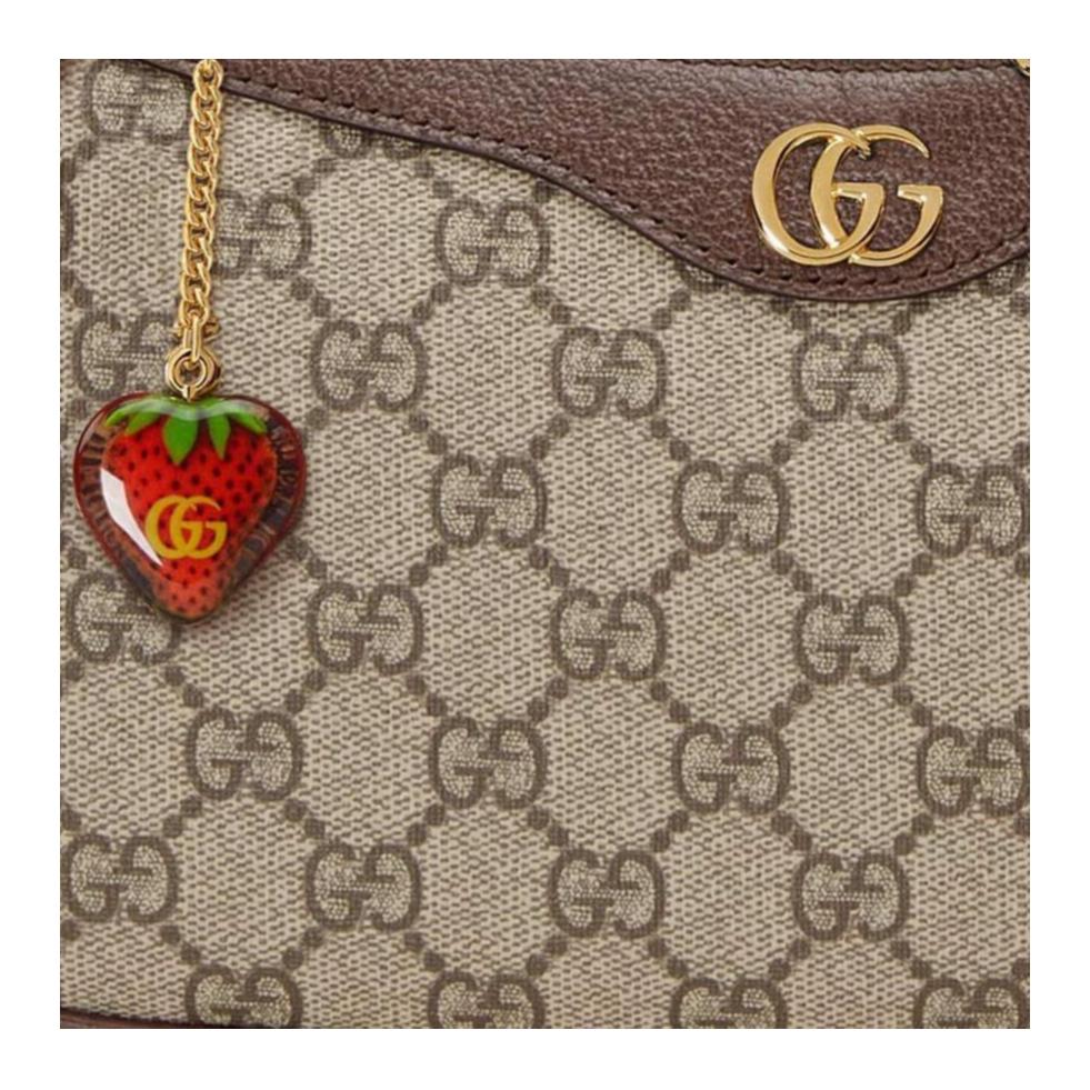 Gucci Ophidia GG Mała torebka Beżowa/Hebanowa Supreme Damskie Torby na ramię Beżowy 735132-FABLE-9442