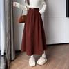 Women's High-Waist A-Line Pleated Faux Leather Skirt