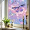 Window Privacy Film Stained Glass Flower Butterfly Decorative Window Sticker Heat Control Non-Adhesive Static Glass Cling for Home Bathroom Kitchen