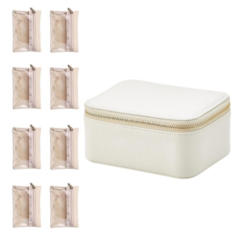 PU Leather Jewelry Organizers Case Multipurpose Jewelry Case with 8 Pockets for Sorting PU Organizers for Daily Use